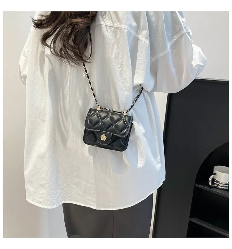 Black Quilted Mini Chain Shoulder Bag for Women — feature 24