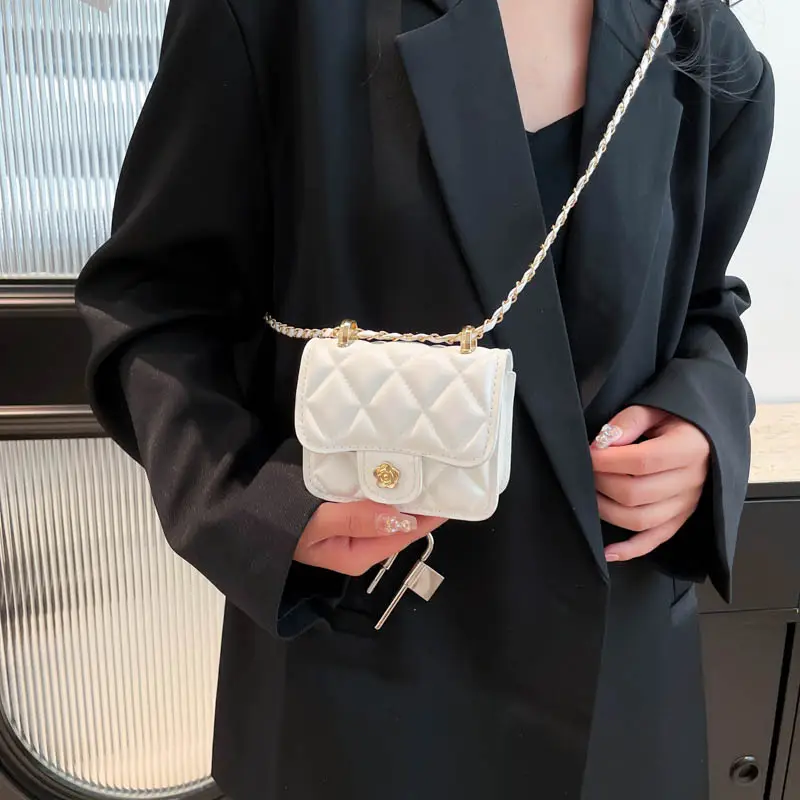 Black Quilted Mini Chain Shoulder Bag for Women - Image 5