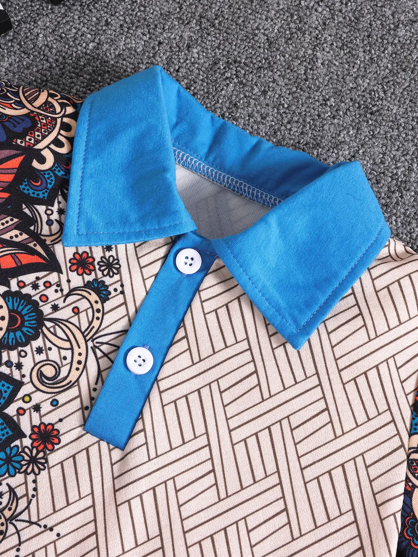 Girls Blue Button T-Shirt Shorts Set Summer Casual