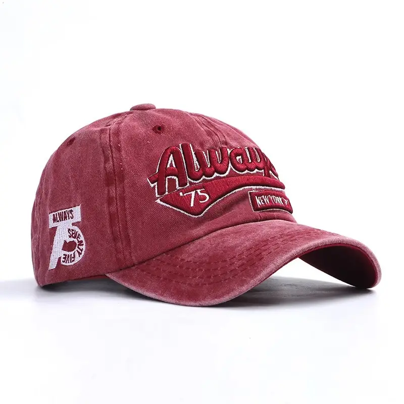 Washed Casual Youth Letter Embroidered Sun Hat Men's Street Fashion Baseball Cap