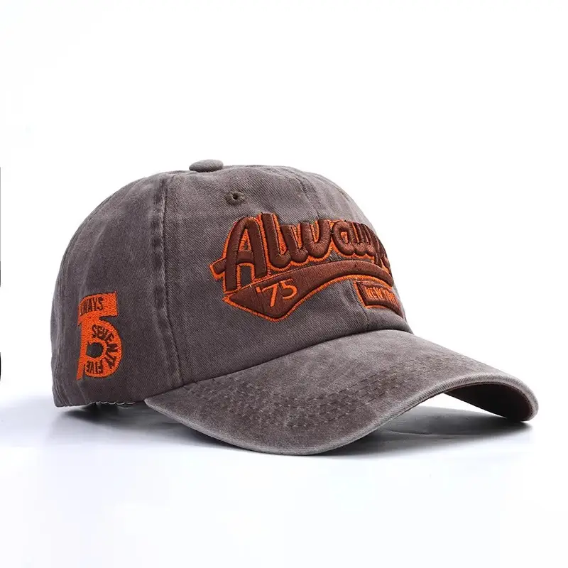 Washed Casual Youth Letter Embroidered Sun Hat Men's Street Fashion Baseball Cap