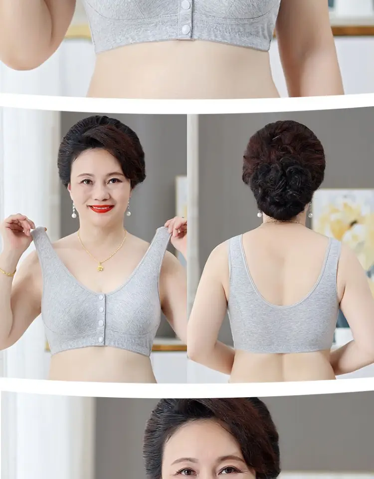 Pure Cotton Mother's Intimates Vest-Style Front Button-Free Bra for Middle-Aged and Elderly Women Large Size Thin Bra for the Elderly — feature 21