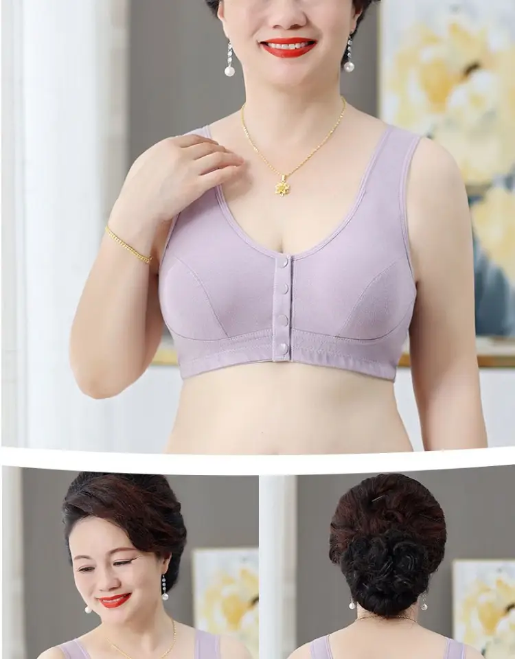 Pure Cotton Mother's Intimates Vest-Style Front Button-Free Bra for Middle-Aged and Elderly Women Large Size Thin Bra for the Elderly — feature 22