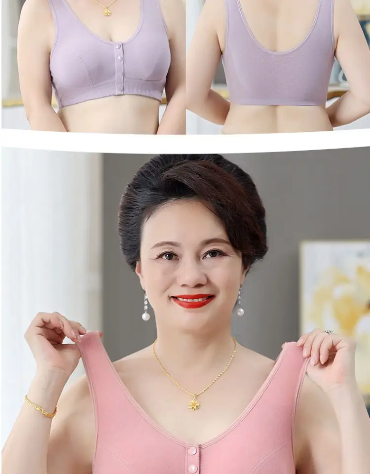 Pure Cotton Mother's Intimates Vest-Style Front Button-Free Bra for Middle-Aged and Elderly Women Large Size Thin Bra for the Elderly — feature 23