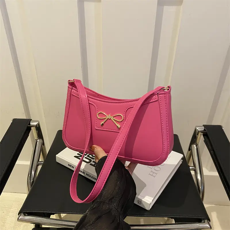 Women's Brown Leather Shoulder Bag with Bow Detail - Image 9