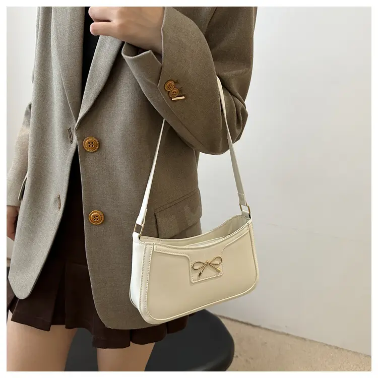Women's Brown Leather Shoulder Bag with Bow Detail — feature 11
