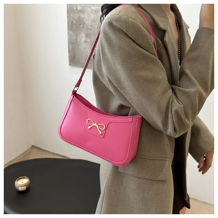Women's Brown Leather Shoulder Bag with Bow Detail — feature 13