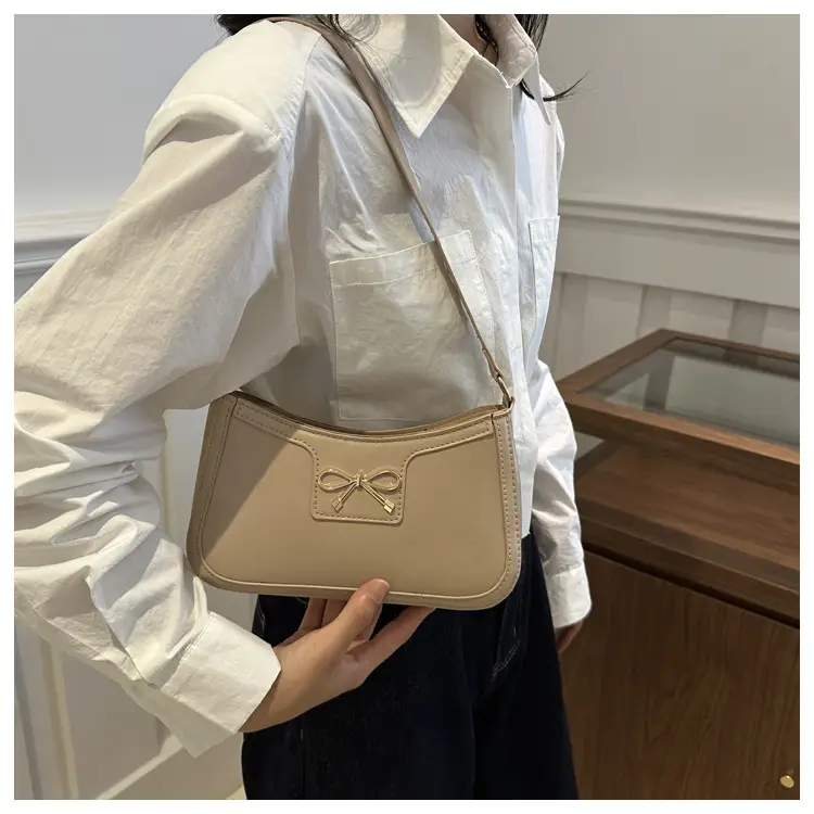Women's Brown Leather Shoulder Bag with Bow Detail — feature 20