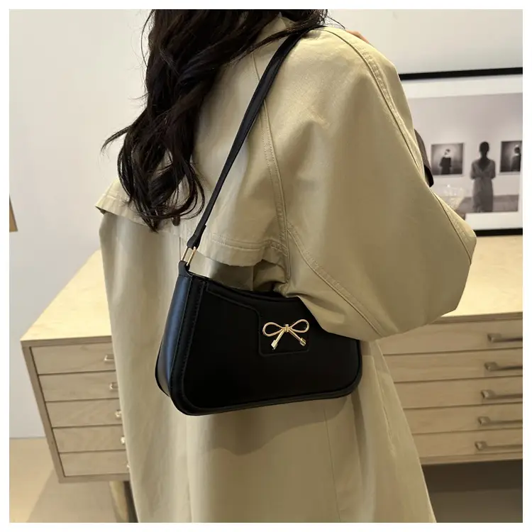 Women's Brown Leather Shoulder Bag with Bow Detail — feature 21