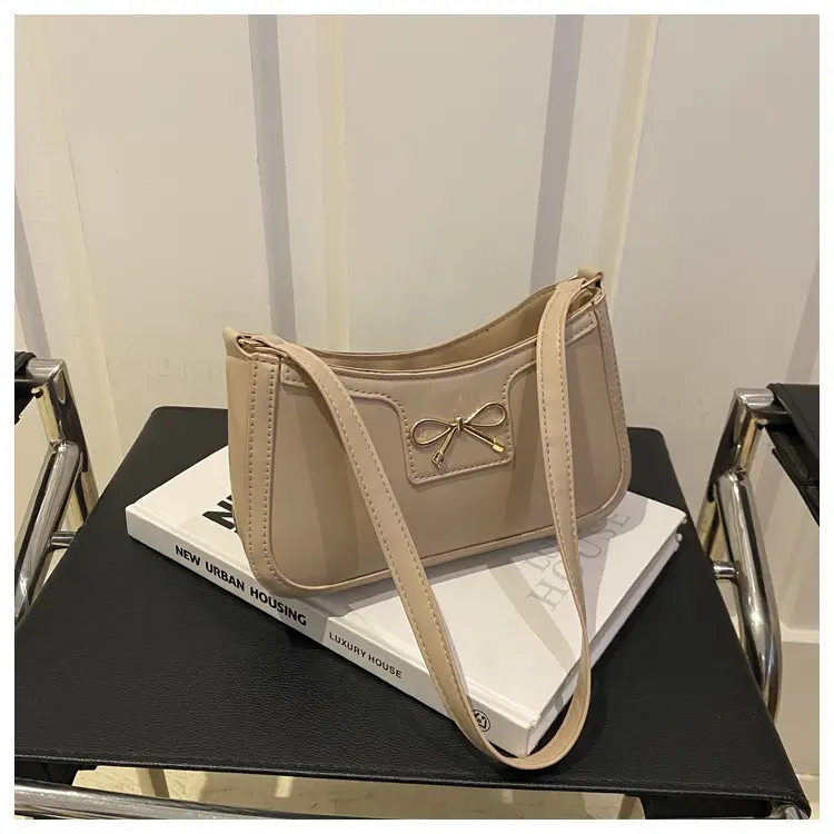 Women's Brown Leather Shoulder Bag with Bow Detail — feature 24
