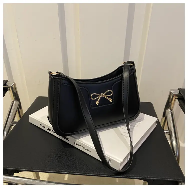Women's Brown Leather Shoulder Bag with Bow Detail — feature 25