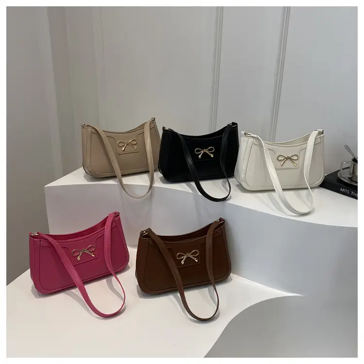 Women's Brown Leather Shoulder Bag with Bow Detail — feature 29