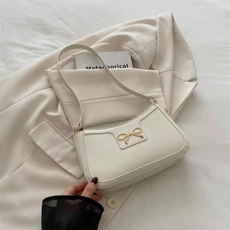 Women's Brown Leather Shoulder Bag with Bow Detail - Image 3