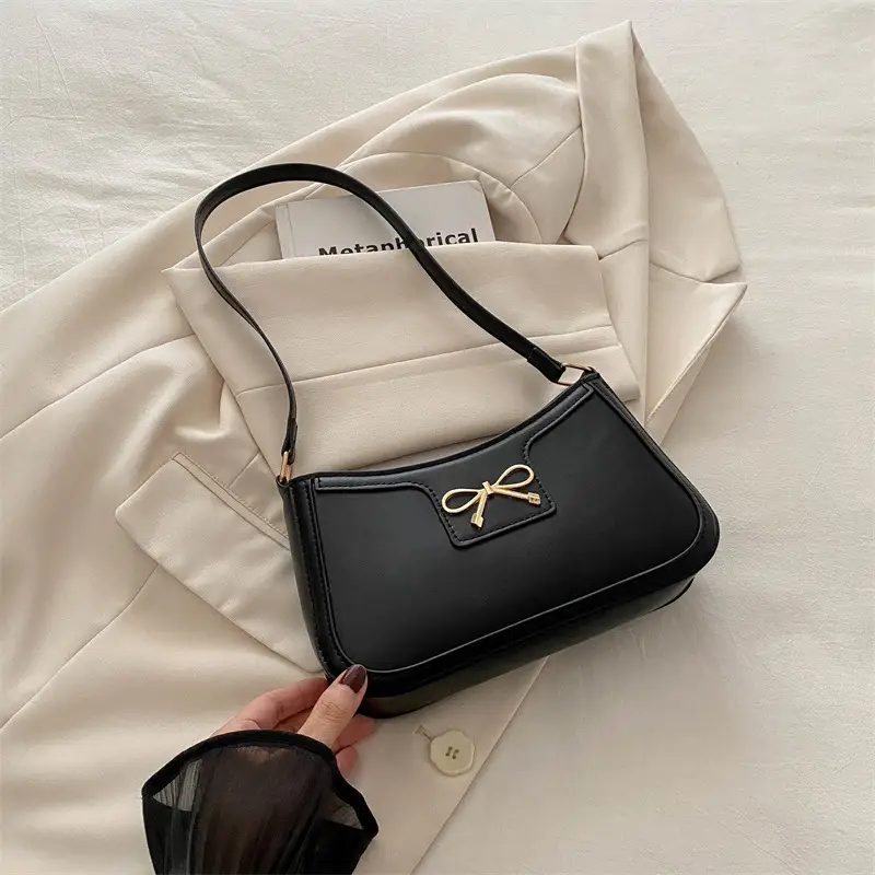 Women's Brown Leather Shoulder Bag with Bow Detail - Image 4