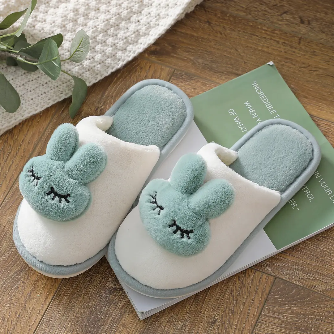 Cute Cartoon Women's Cotton Slippers for Home Plush Warm Furry Slippers for Women Indoor Home Warmth