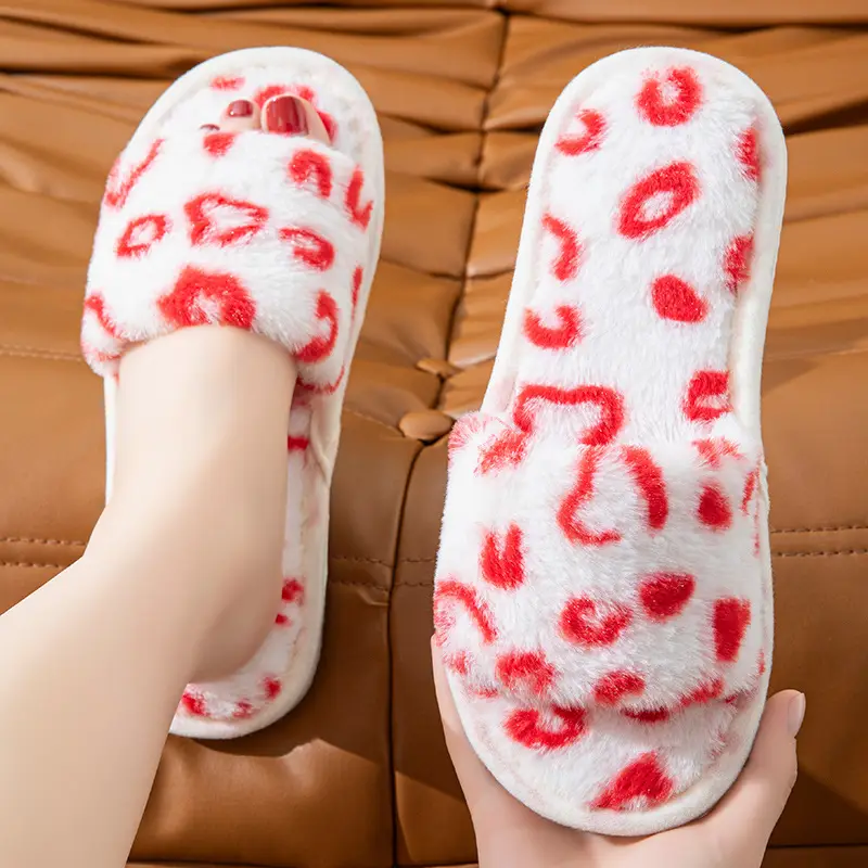 Cute Cartoon Women's Cotton Slippers for Home Plush Warm Furry Slippers for Women Indoor Home Warmth