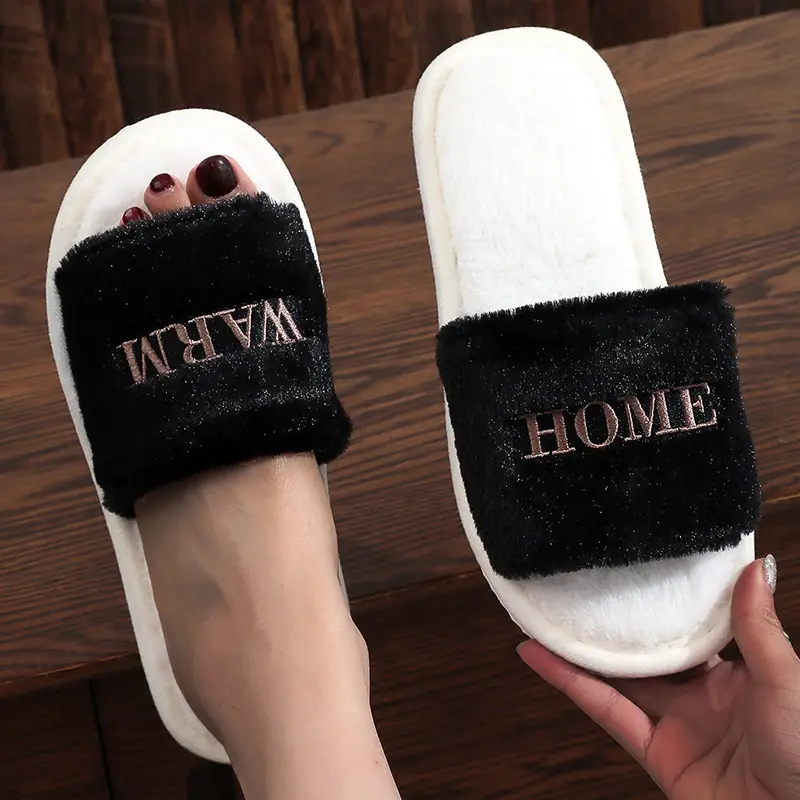 Cute Cartoon Women's Cotton Slippers for Home Plush Warm Furry Slippers for Women Indoor Home Warmth