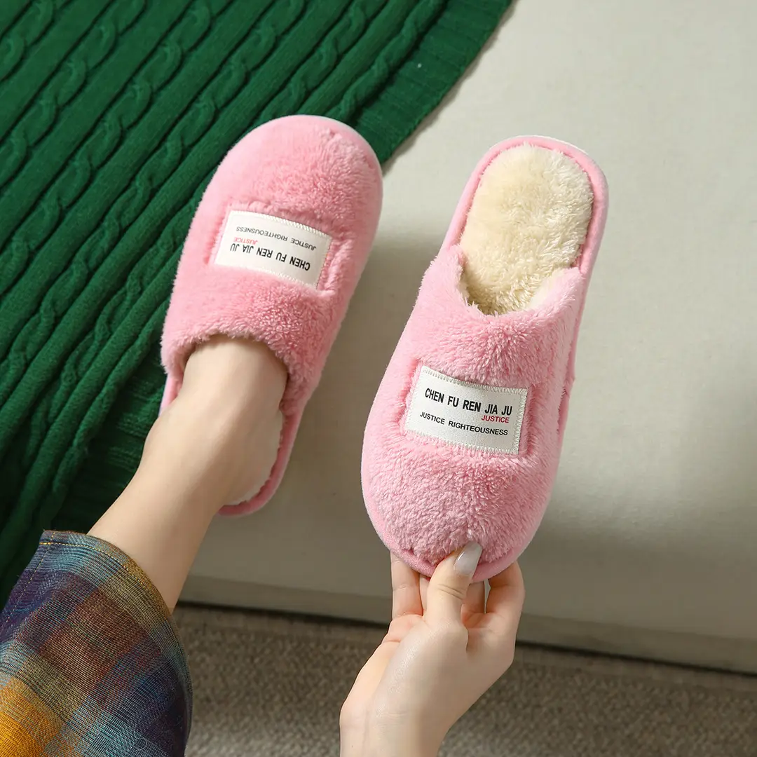 Cute Cartoon Women's Cotton Slippers for Home Plush Warm Furry Slippers for Women Indoor Home Warmth
