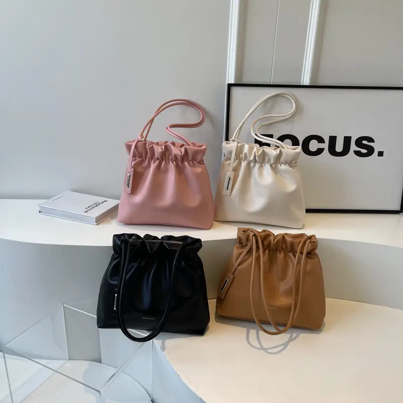 2025 Trendy Pleated Shoulder Bag for Women Brown - Image 8