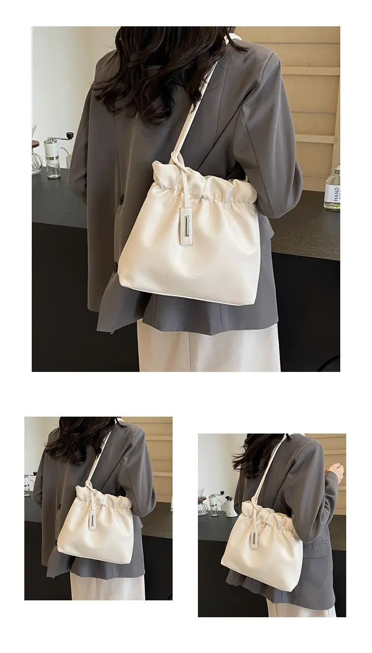 2025 Trendy Pleated Shoulder Bag for Women Brown — feature 11