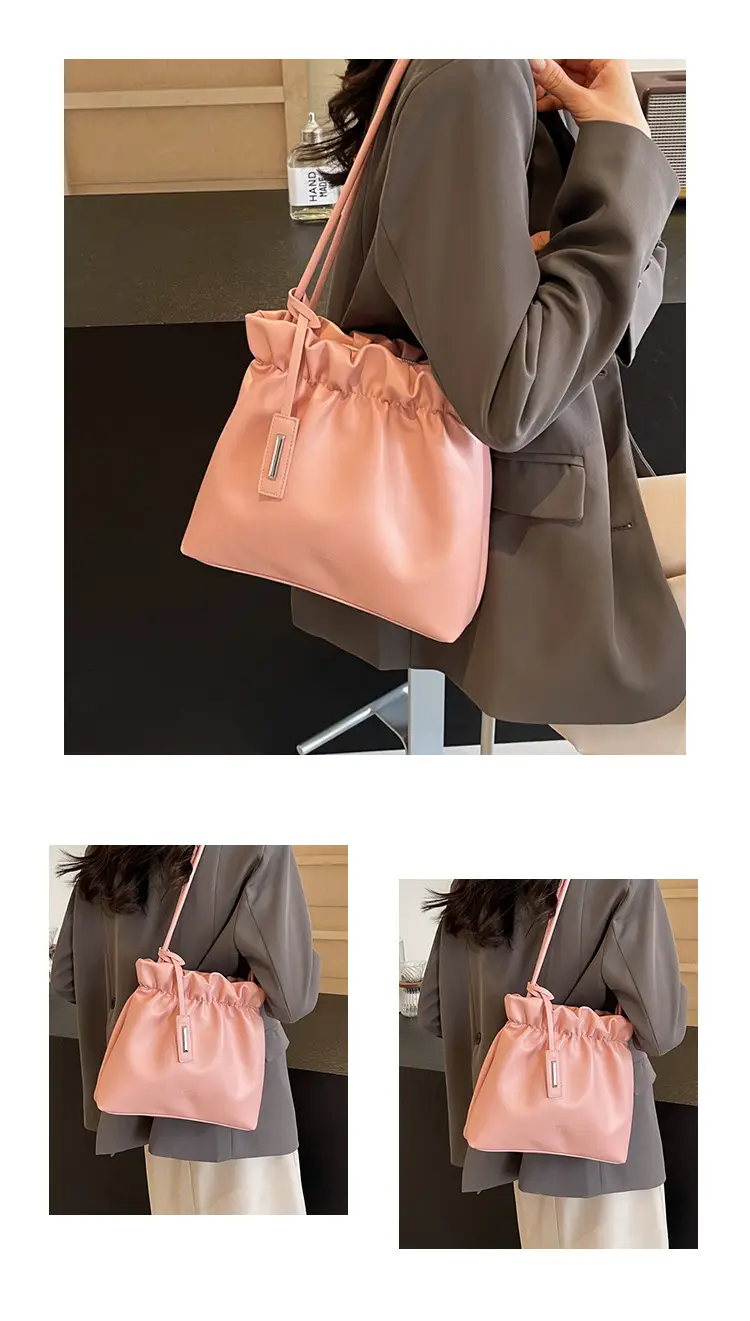 2025 Trendy Pleated Shoulder Bag for Women Brown — feature 12