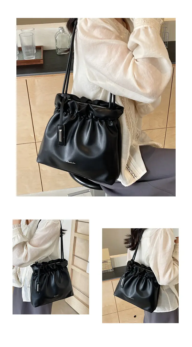 2025 Trendy Pleated Shoulder Bag for Women Brown — feature 13