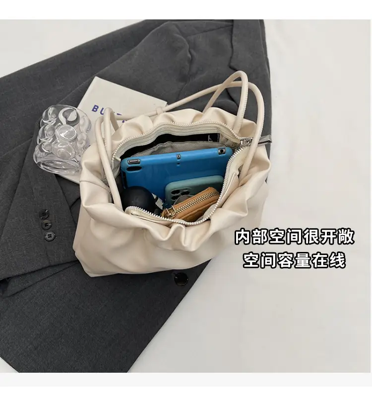 2025 Trendy Pleated Shoulder Bag for Women Brown — feature 8