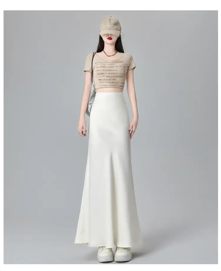 Women Acetate Satin Side Slit Skirt Dark Jacquard — feature 42