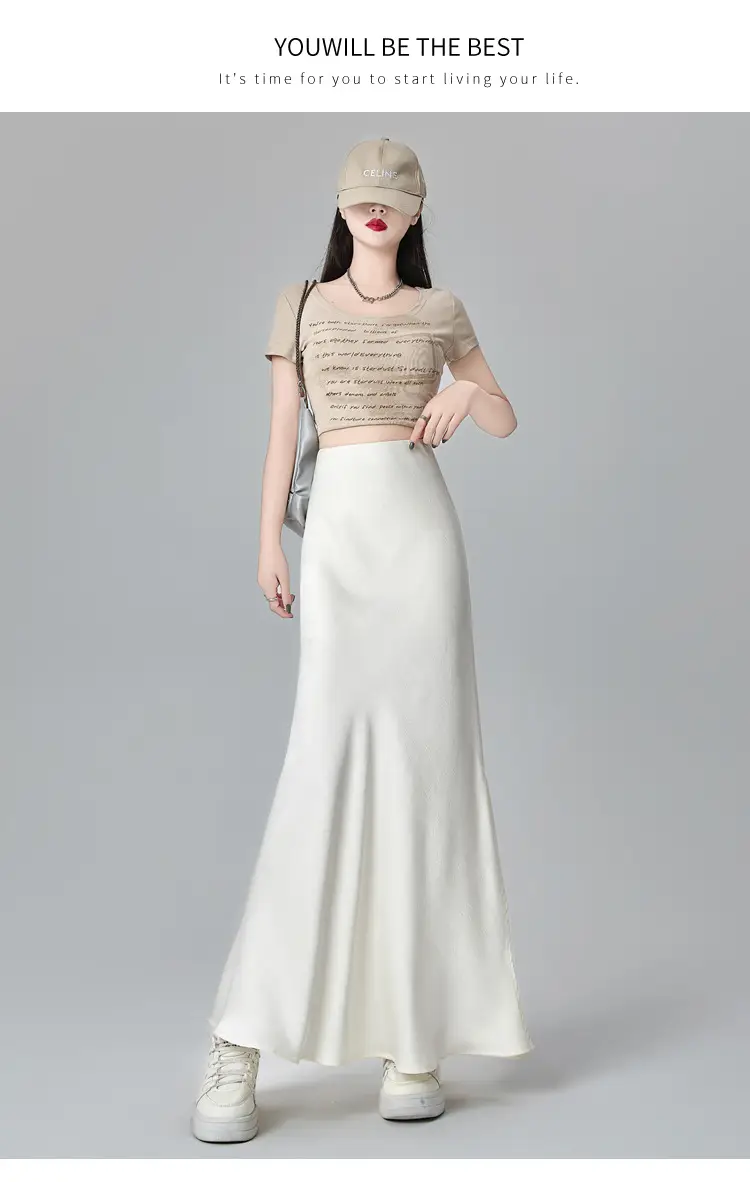Women Acetate Satin Side Slit Skirt Dark Jacquard — feature 45
