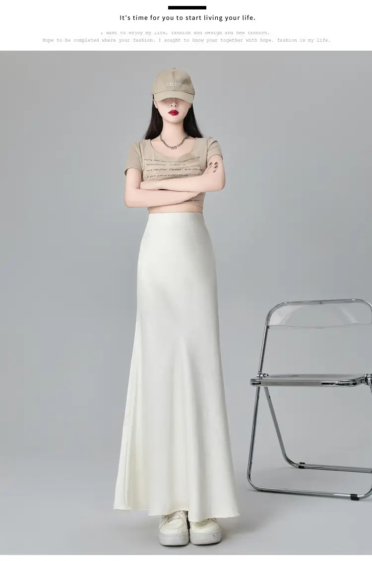 Women Acetate Satin Side Slit Skirt Dark Jacquard — feature 49