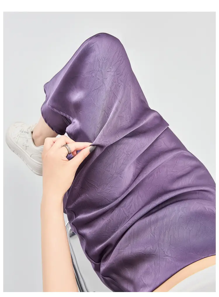 Women Acetate Satin Side Slit Skirt Dark Jacquard — feature 58