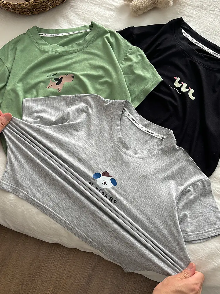 Kids Black T-Shirt Short Sleeve Korean Style - Image 3