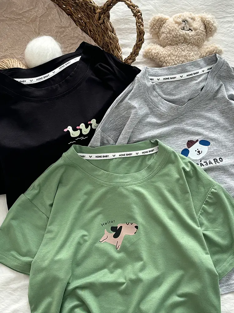 Kids Black T-Shirt Short Sleeve Korean Style - Image 4