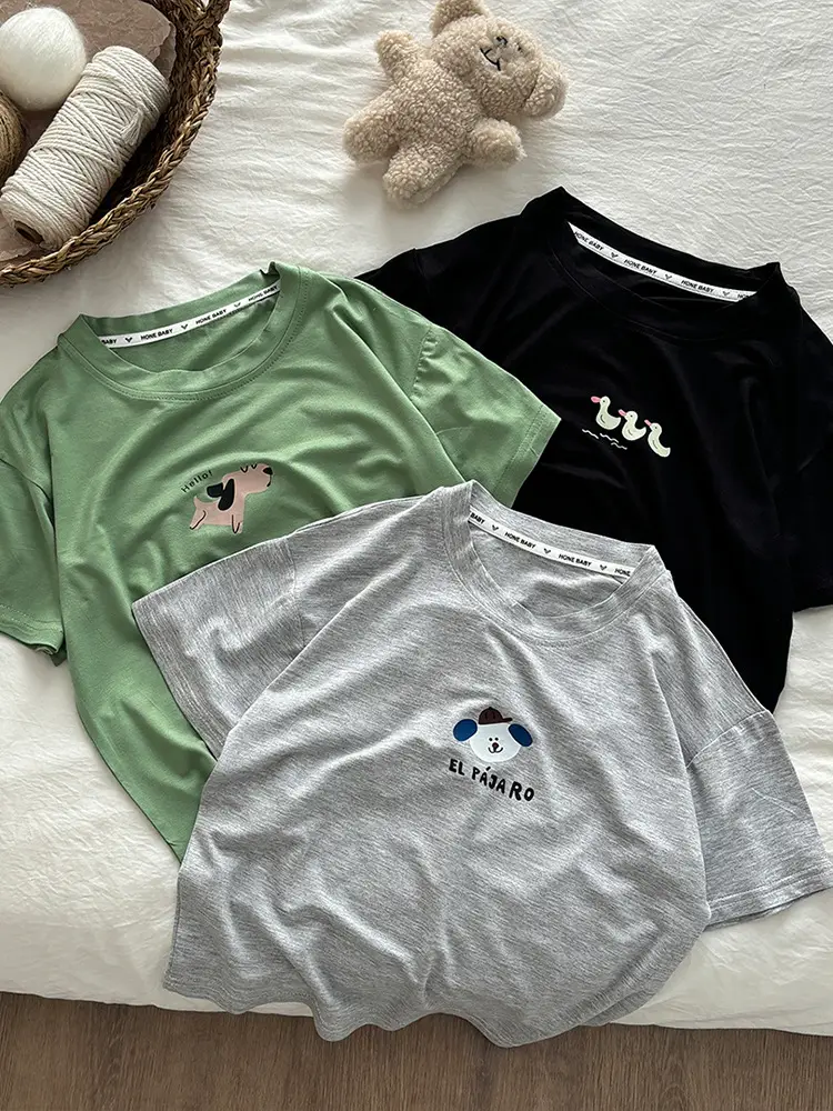 Kids Black T-Shirt Short Sleeve Korean Style - Image 5