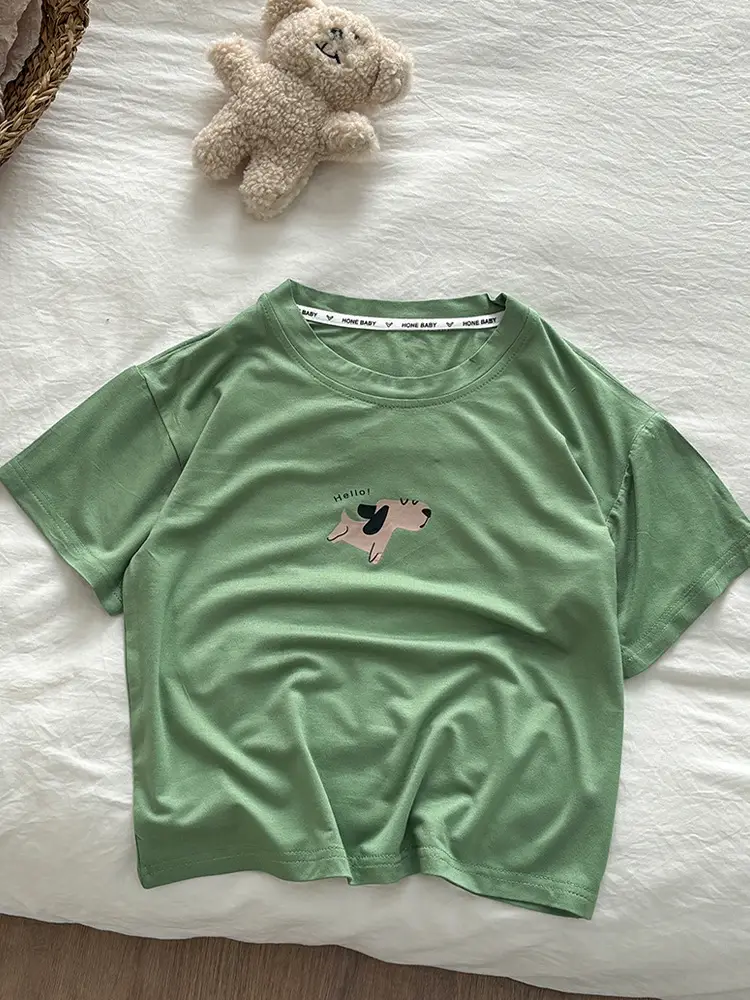 Kids Black T-Shirt Short Sleeve Korean Style - Image 7