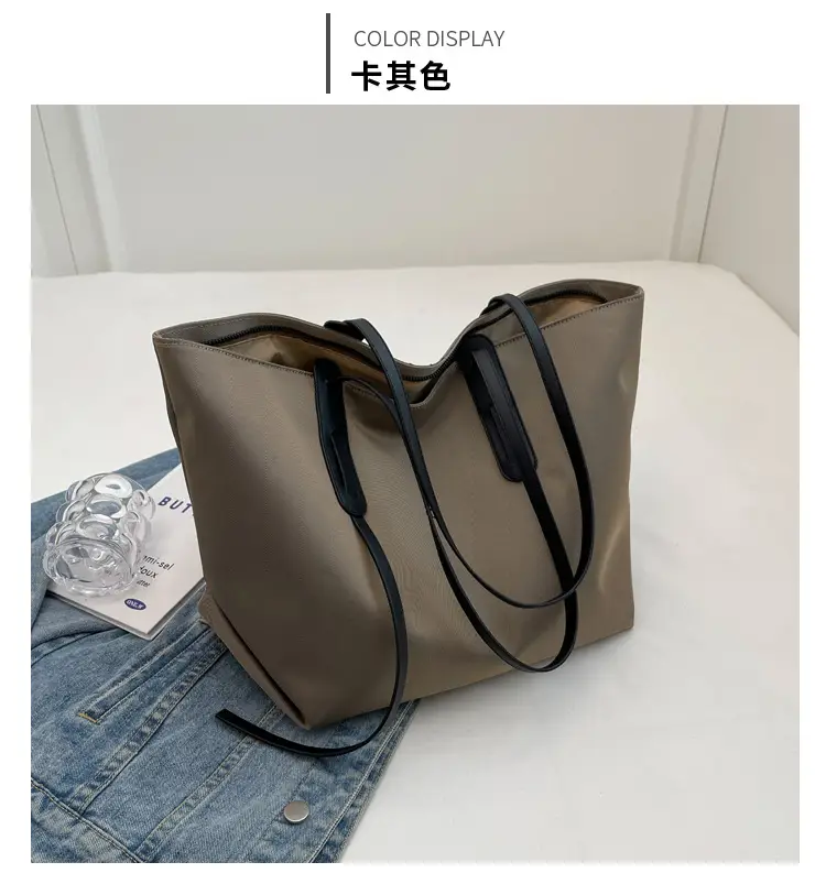 Women's Large Capacity Oxford Cloth Tote Bag Beige — feature 13
