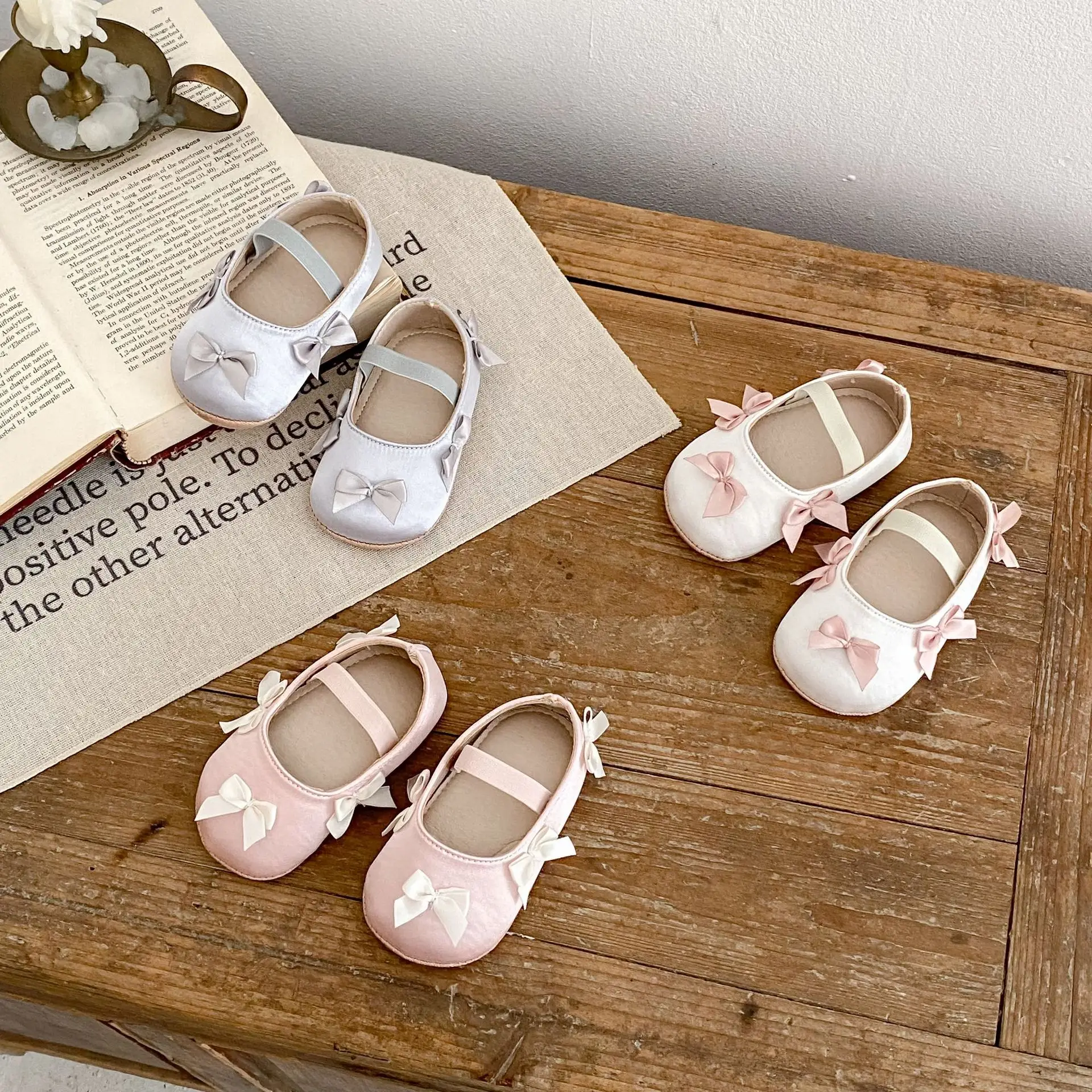Baby Bow Shoes Pink White 9M+1.5Yr Soft Bottom