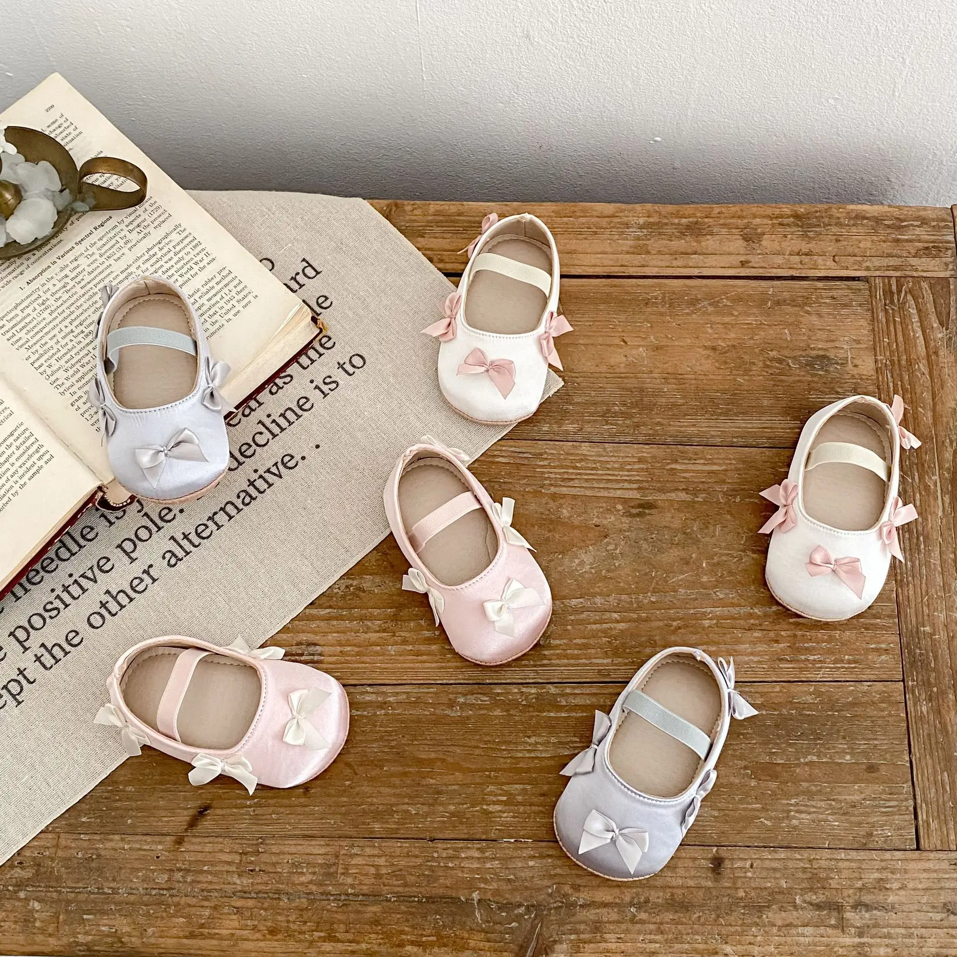 Baby Bow Shoes Pink White 9M+1.5Yr Soft Bottom