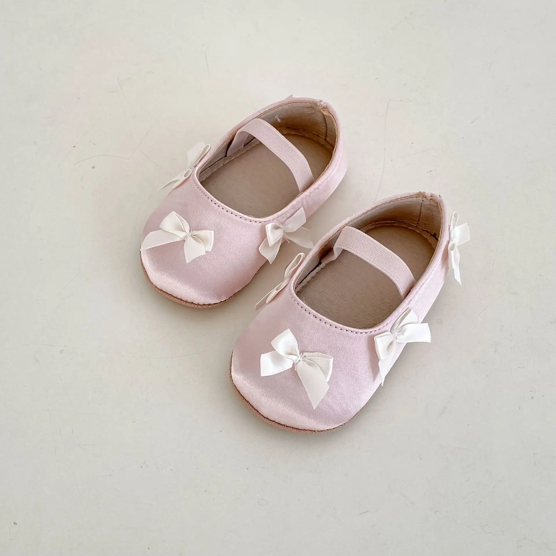 Baby Bow Shoes Pink White 9M+1.5Yr Soft Bottom