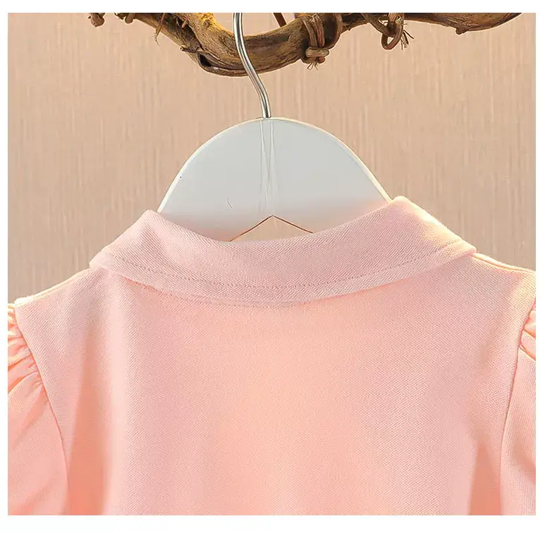 Girls summer dress western style princess skirt light solid color polo skirt women's baby sleeve skirt foreign trade children's clothing wholesale — feature 10