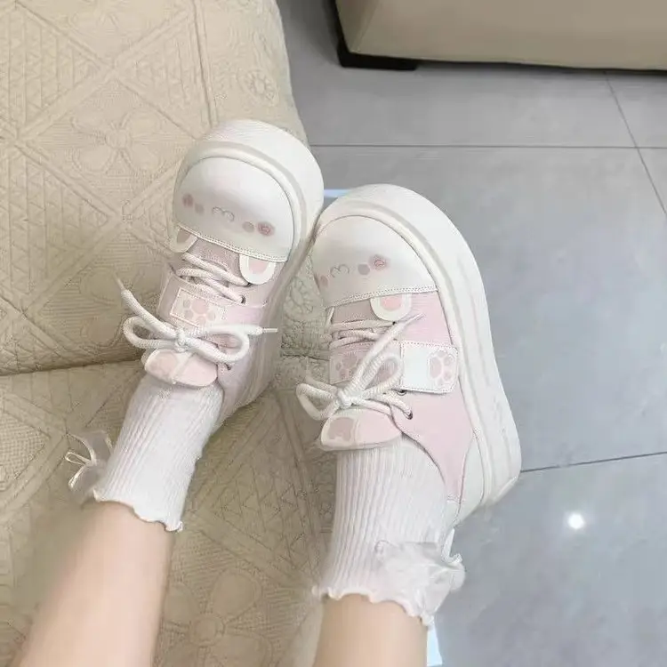 Nai Huhu House Cute Soft Girl Canvas Shoes Soft Cute Comfortable lo Shoes Small Thick Sole Cute Board Shoes Casual Shoes - Image 7