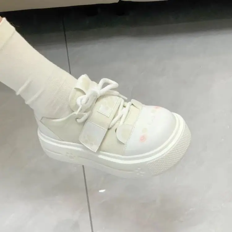 Nai Huhu House Cute Soft Girl Canvas Shoes Soft Cute Comfortable lo Shoes Small Thick Sole Cute Board Shoes Casual Shoes - Image 8
