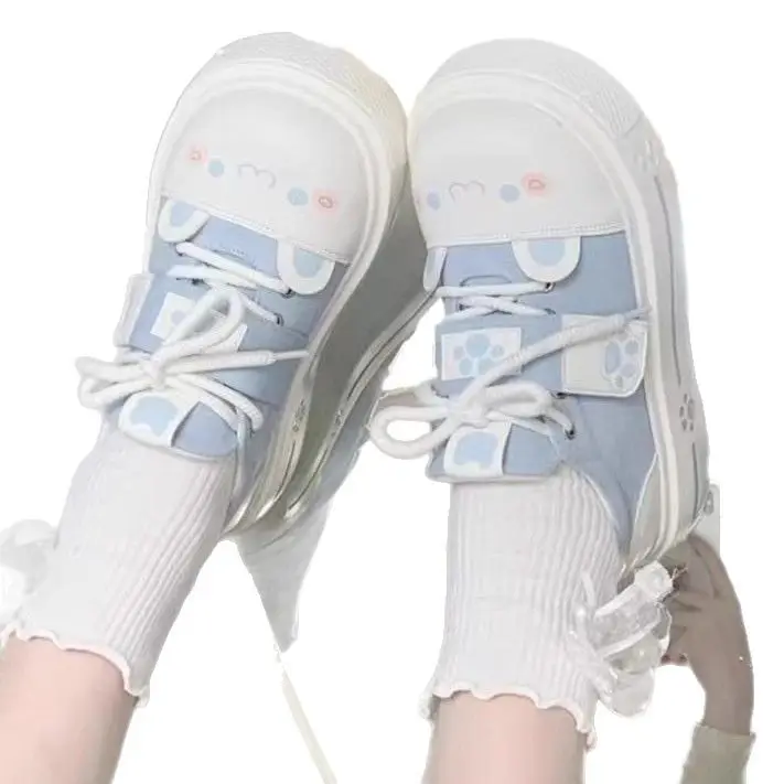 Nai Huhu House Cute Soft Girl Canvas Shoes Soft Cute Comfortable lo Shoes Small Thick Sole Cute Board Shoes Casual Shoes - Image 9