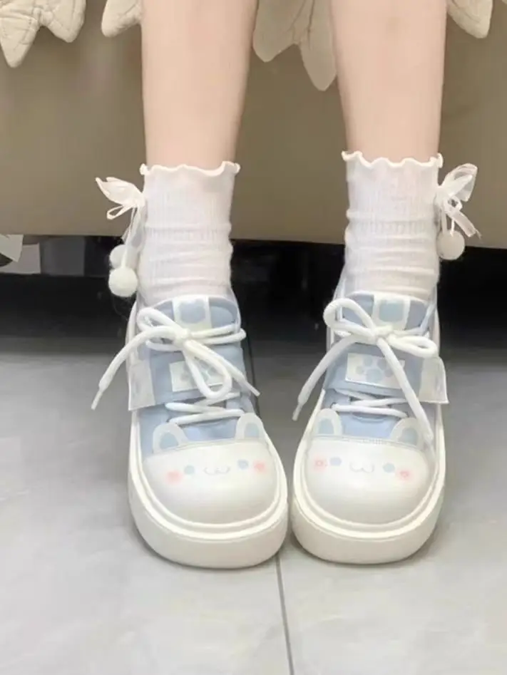 Nai Huhu House Cute Soft Girl Canvas Shoes Soft Cute Comfortable lo Shoes Small Thick Sole Cute Board Shoes Casual Shoes - Image 2
