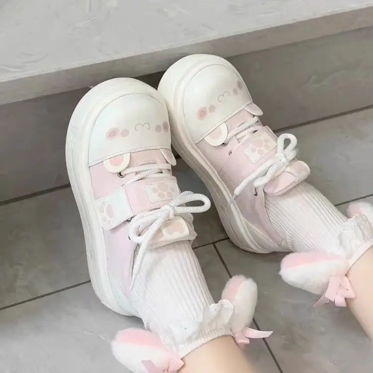 Nai Huhu House Cute Soft Girl Canvas Shoes Soft Cute Comfortable lo Shoes Small Thick Sole Cute Board Shoes Casual Shoes - Image 3