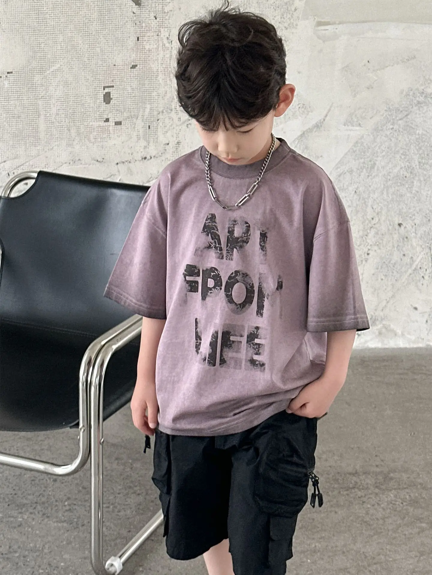 Boys T-shirt Purple Graphic Short Sleeve Summer Wear - Image 3