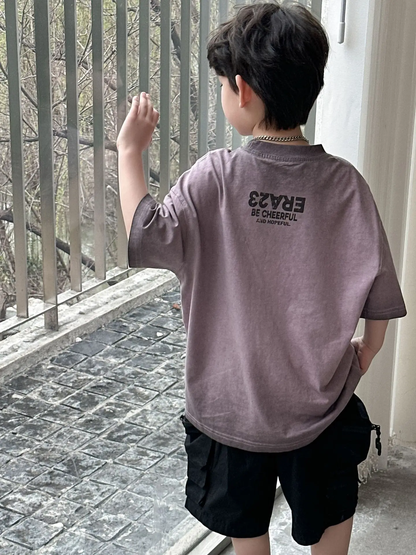 Boys T-shirt Purple Graphic Short Sleeve Summer Wear - Image 5