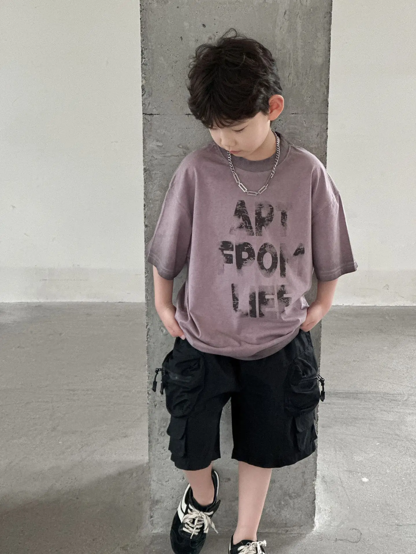 Boys T-shirt Purple Graphic Short Sleeve Summer Wear - Image 6
