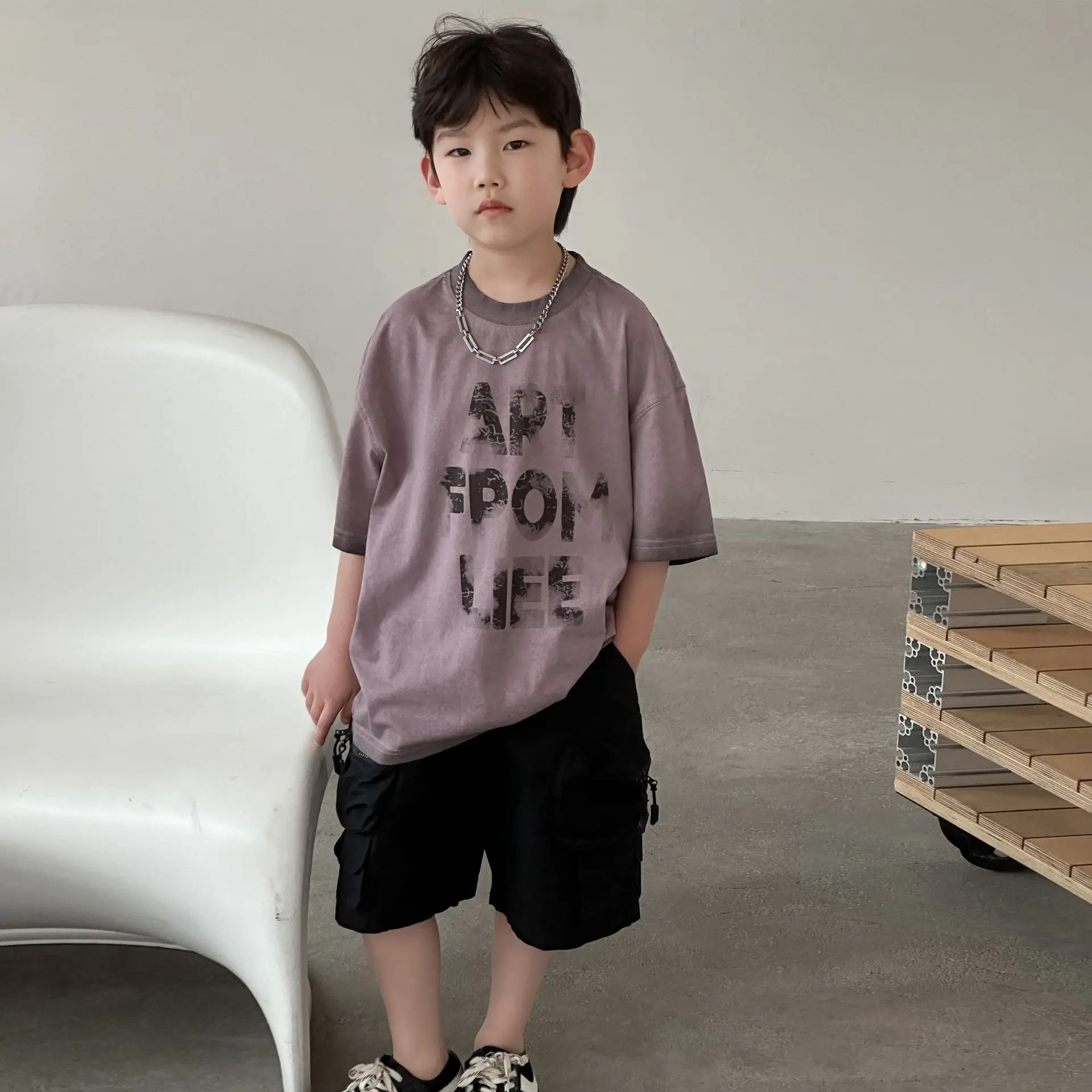 Boys T-shirt Purple Graphic Short Sleeve Summer Wear — feature 10