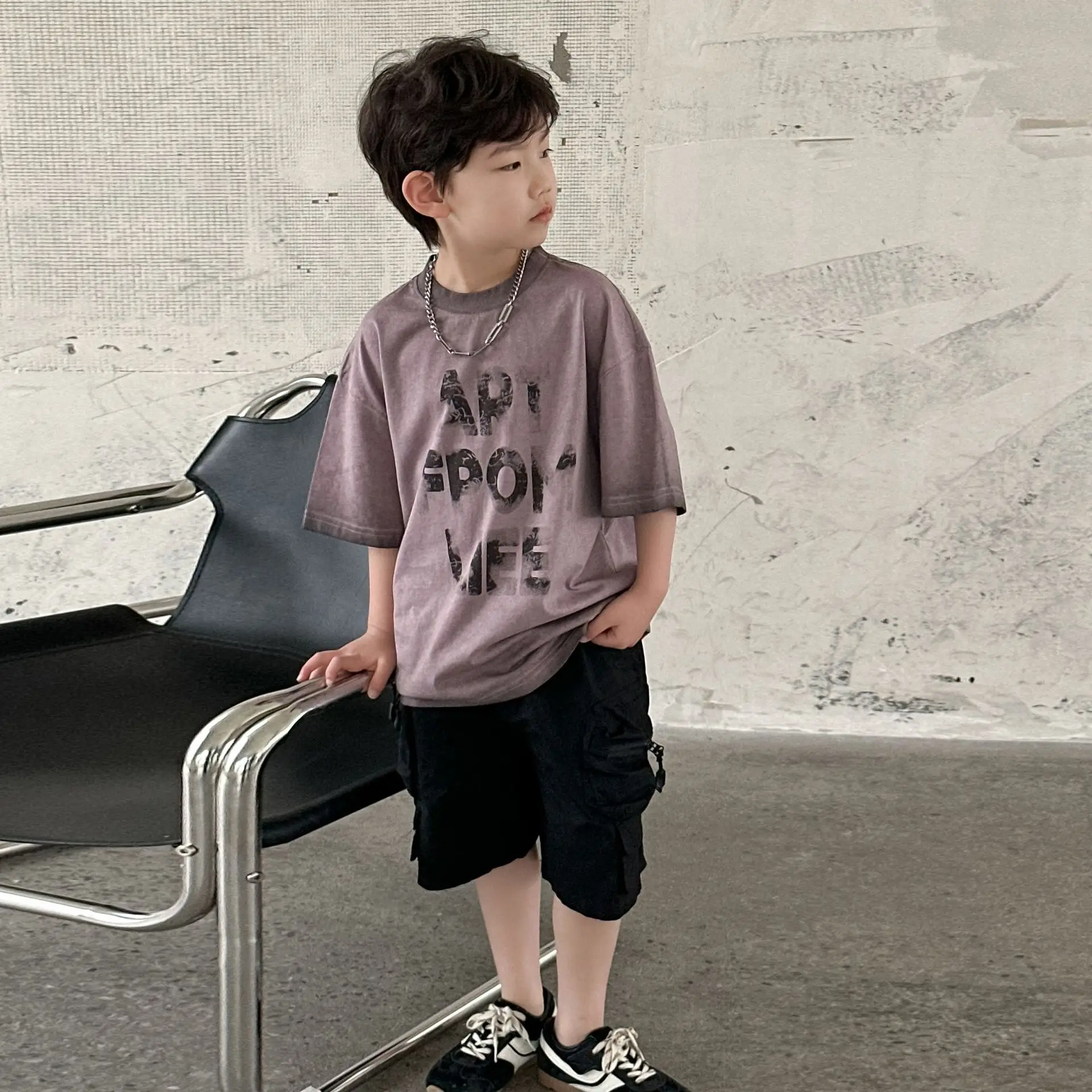 Boys T-shirt Purple Graphic Short Sleeve Summer Wear — feature 12